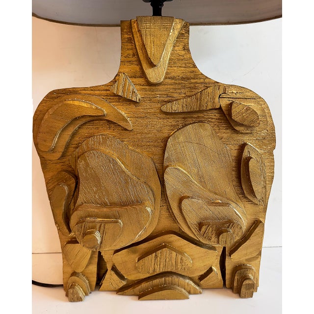 Mid 20th Century Studio Abstract Sculptural Male/Female Table Lamp, Vintage Shade For Sale - Image 9 of 10