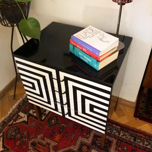 Polish Modular Sideboard with Op Art Motif, 1970, Set of 2 For Sale - Image 9 of 12