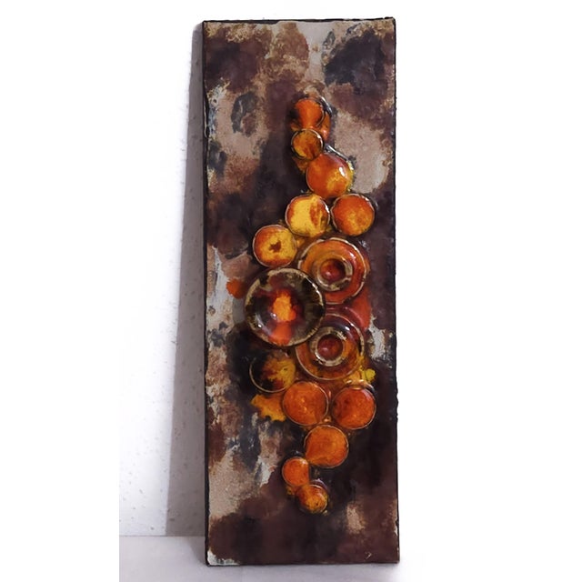 Mid-Century Art Pottery Wall Tile from Ruscha, Germany, 1970s, in Flawless conditions. Designed 1970 to 1979 This piece...