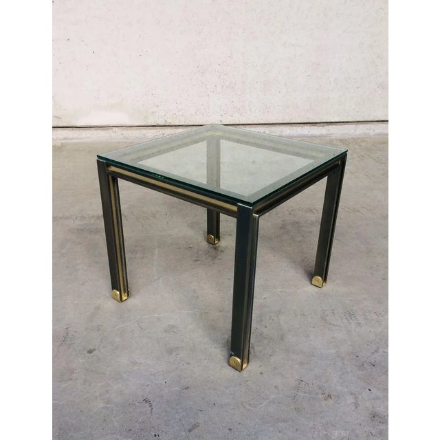 Metal Steel and Brass Square Coffee Table, Belgium, 1980s For Sale - Image 7 of 13