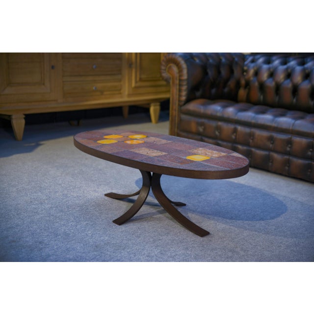 Coffee Table in Lava Stone and Ceramic by Jean Jaffeux, 1960s For Sale - Image 9 of 10