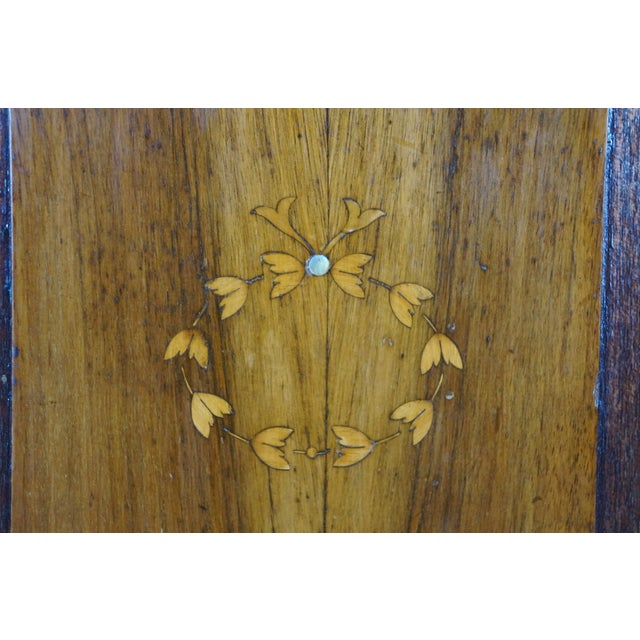 2 Antique Edwardian Mahogany Washstands Neoclassical Inlay Marble Top Mirror For Sale - Image 11 of 18