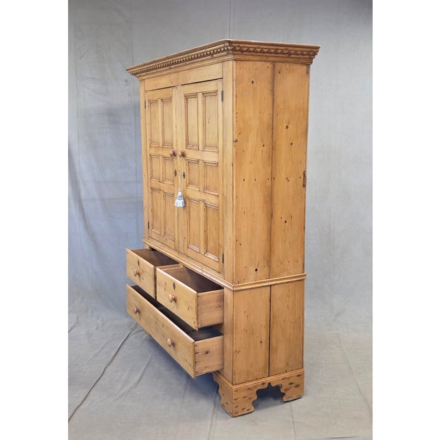 Antique 19th Century Irish Scrubbed Pine Linen Press Cabinet For Sale - Image 4 of 18