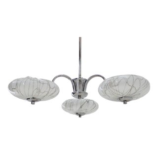 Art Deco Chrome Chandelier from Napako, 1930s For Sale