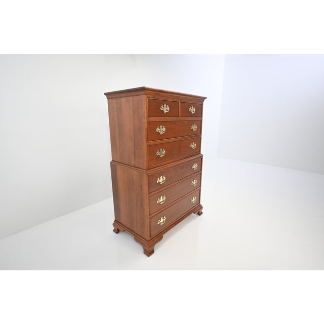 Chippendale Stickley Chippendale Style Cherry Highboy Dresser | Newly Refinished For Sale - Image 3 of 15