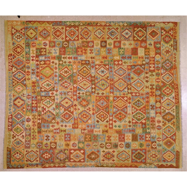 1990s Vintage Afghan Hand Made Maimana Kilim,8'4"x10'1" For Sale - Image 5 of 5