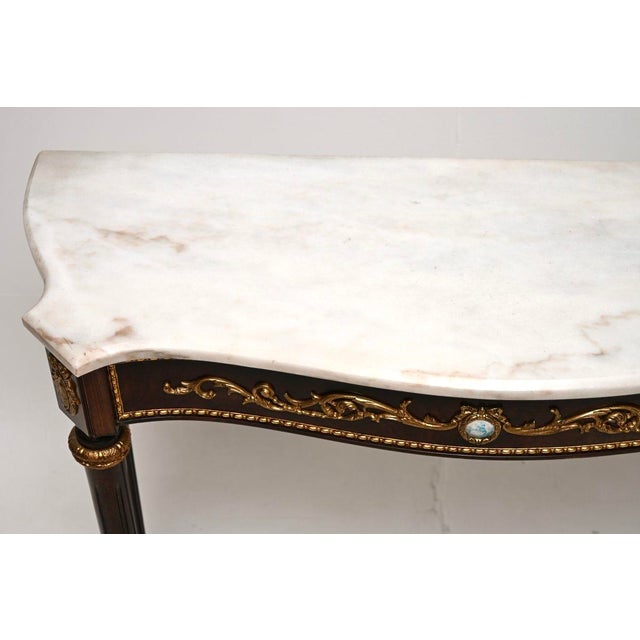 1930s Vintage French Walnut Console Table with Marble Top, 1930 For Sale - Image 5 of 11