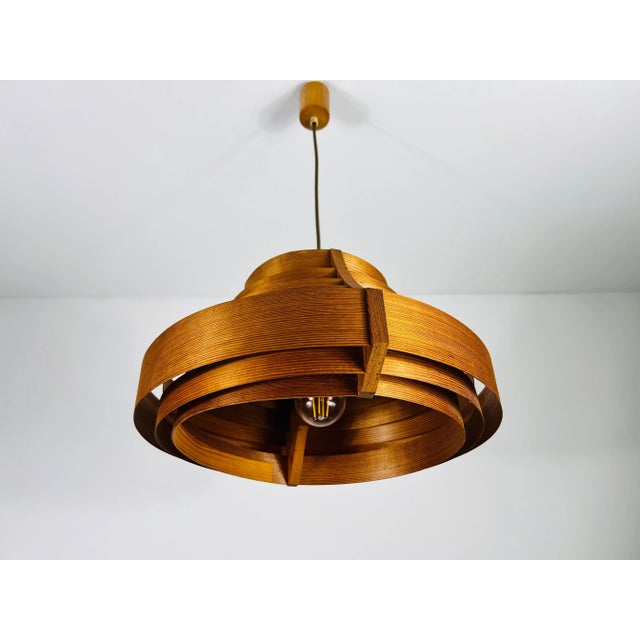 Mid-Century Wooden Pendant Lamp by Hans-Agne Jakobsson, Sweden, 1960s For Sale - Image 9 of 12