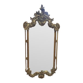 Antique French Gild Wood & Plaster Wall Mirror For Sale