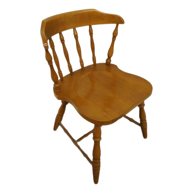 High End Vintage Solid Hard Rock Maple Colonial Early American Pub Style Side Chair For Sale