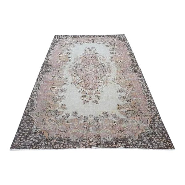 1970s Vintage Turkish Oushak Rug - 5′5″ × 8′10″ For Sale