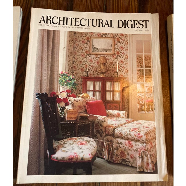 Illustration Lot of 6 Vintage Architectural Digest Magazines From 1983-1985 For Sale - Image 3 of 8