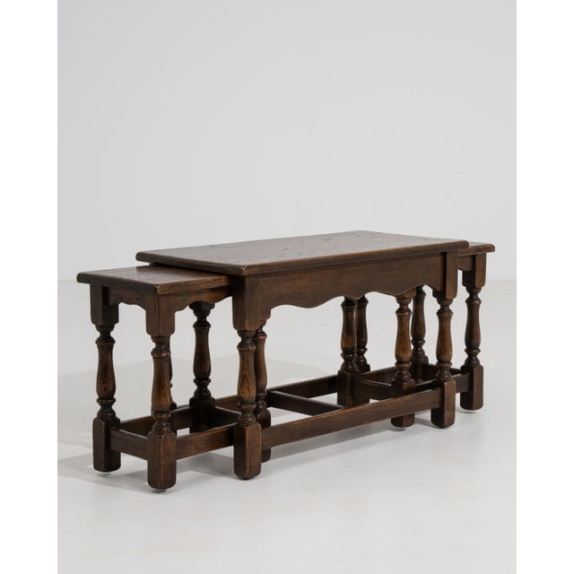Set of 3 French Oak Nesting Tables, Circa 1970 For Sale - Image 14 of 14