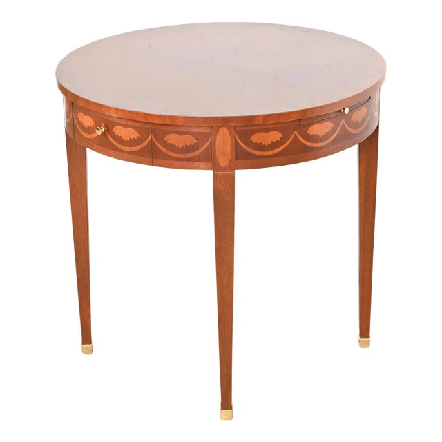Baker Furniture Federal Inlaid Mahogany Tea Table or Occasional Side Table For Sale