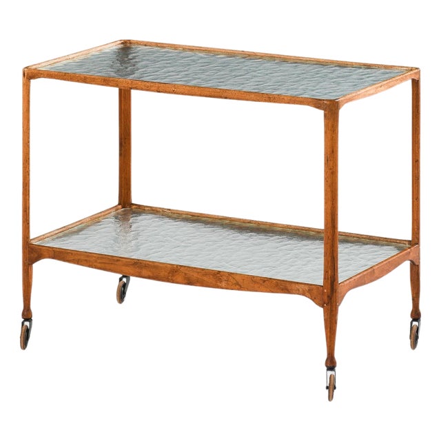 Trolley in Brass, Glass and Walnut attributed to Peder Moos, 1948 For Sale