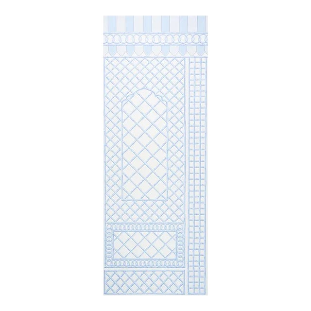 Schumacher x Marie-Anne Oudejans Bamboo Trellis Panel B in Blue | Chairish