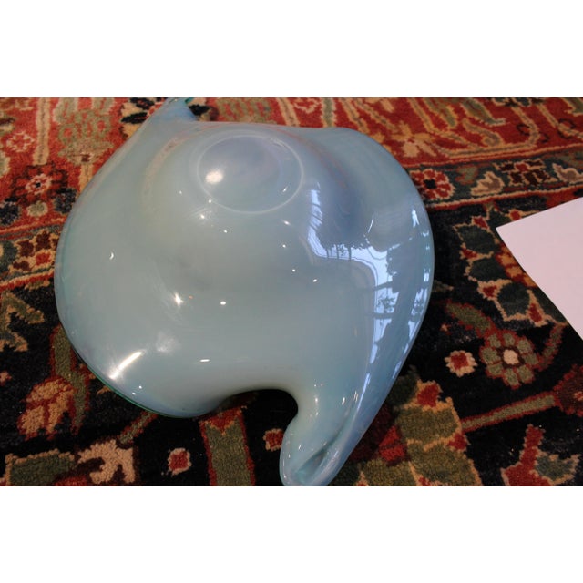 Vintage Aqua Murano Attributed Handblown Glass Catchall With Millefiori - Attributed to Fratelli Toso For Sale In Tulsa - Image 6 of 8