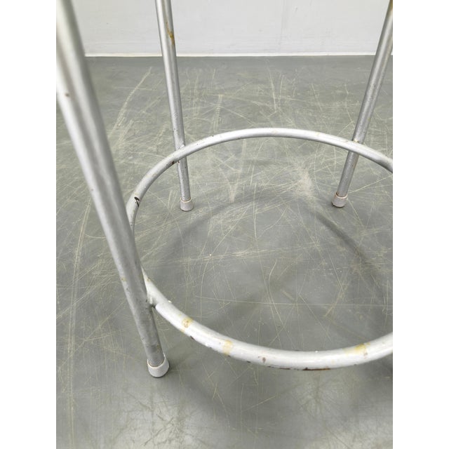Metal German Industrial Stool with Plywood Seat, 1950s For Sale - Image 7 of 10