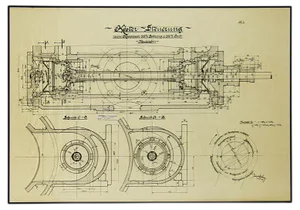 Original Technical Drawing of Compressor, 1925