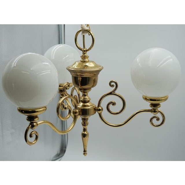 Vintage Art Deco Style Three-Arm Ceiling Chandelier A beautiful vintage Art Deco style ceiling chandelier, featuring a...