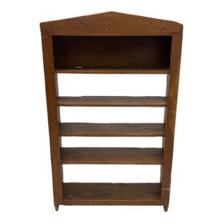 1970s Vintage Primitive Style Wood Bookcase Shelves For Sale