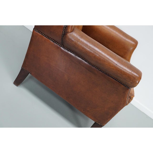 Vintage Dutch Cognac Colored Leather Club Chair For Sale - Image 11 of 18