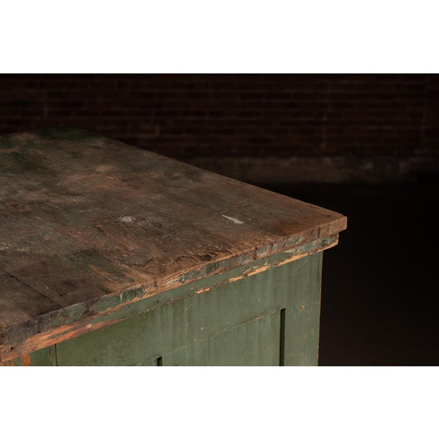 Antique Multi-Drawer Industrial Map Cabinet in Original Green Paint For Sale - Image 9 of 14
