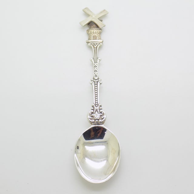 Vintage Handmade Sterling Silver 925 Teaspoon With Spinning Blades Windmill For Sale - Image 6 of 12