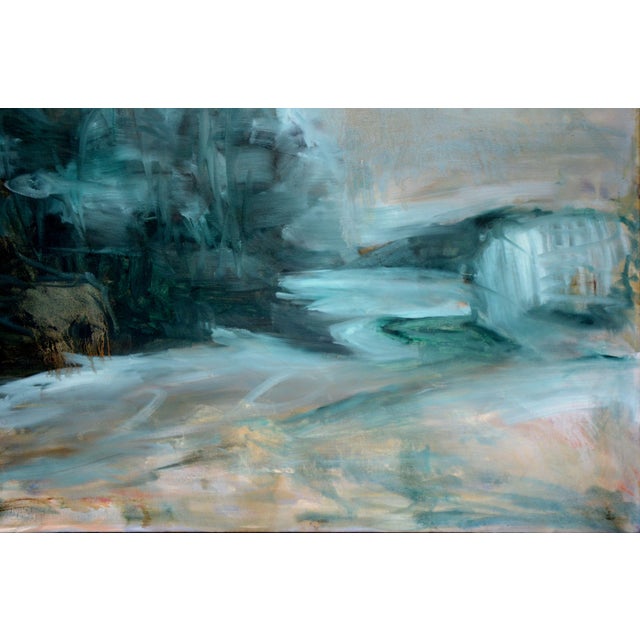 Large-Scale Modern Abstracted Teal Landscape A dynamic abstracted landscape in teal by San Jose, California area artist...