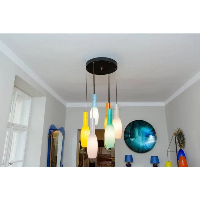 Mid-Century Modern Italian Multicoloured Hanging Ceiling Lamp from Vistosi, 1950s For Sale - Image 3 of 12