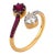 Antique Inspired Diamond Ruby 18k Gold Toi Et Moi Ring, Size 6 For Sale