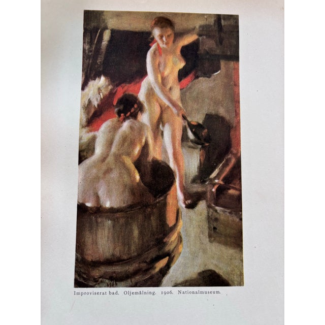 Printmaking Materials Improvised Bath by Anders Zorn Original Antique Chromolithograph. Female Nude, Printed in Sweden 1928. For Sale - Image 7 of 7