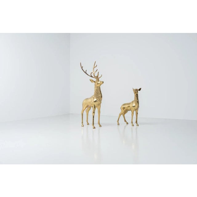 Large Deer Sculptures in Bronze, 1970, Set of 2 For Sale - Image 9 of 11