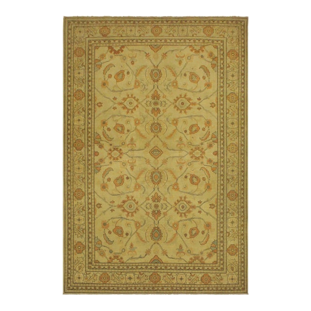 1990s Boho Chic Kafkaz Sun-Faded Tan/Orange Wool Rug -10'2 X 14'6 For Sale