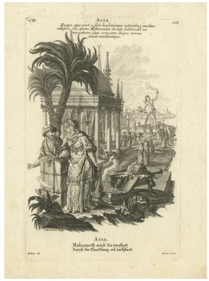 Johann Georg Hertel, Allegorical Engraving of Asia, Mid-18th Century, Print