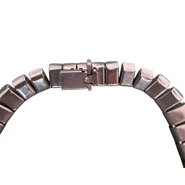 Art Deco 1930’s Square Cut Crystal Line Chain Tennis Necklace For Sale - Image 4 of 8