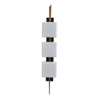 French Glass + Brass Wall Sconce in the Manner of Maison Arlus, 1960s For Sale