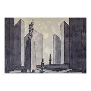 Vintage John Hood Set Design for Within the Gates Painting