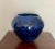 Late 20th Century Round Studio Pottery Vase With Two Tone Vivid Blue Glaze, Artist Stamped on the Bottom For Sale - Image 5 of 5