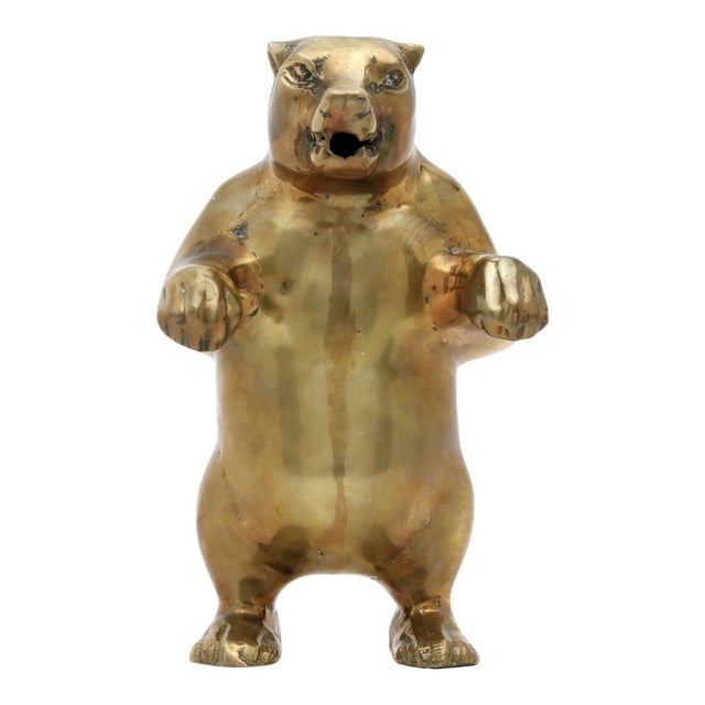 Vintage Standing Brass Bear Figurine For Sale
