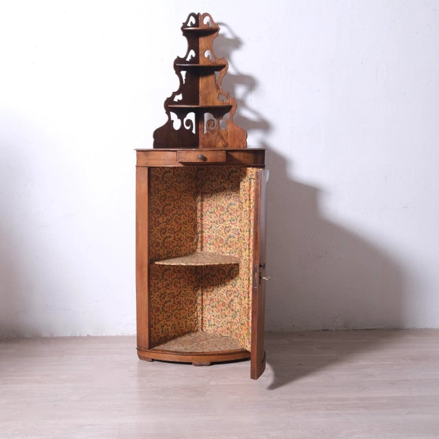 19th Century Walnut Corner Cabinet with Louis Philippe Stand, Italy, 1890s For Sale - Image 9 of 14