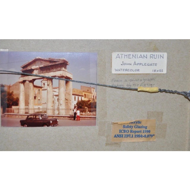 John Applegate "Athenian Ruin" Watercolor c.1950s For Sale - Image 4 of 6