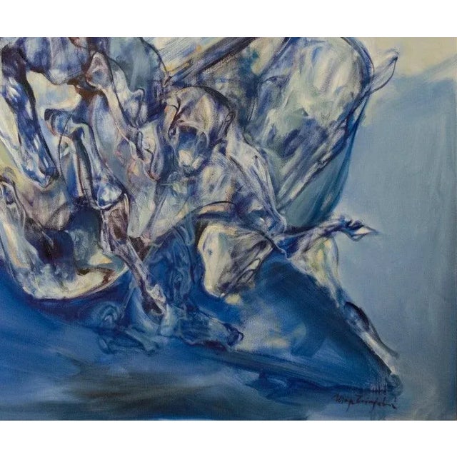 2010s Large Abstract Horses Oil on Canvas Painting Entitled "The Jump" For Sale - Image 5 of 6