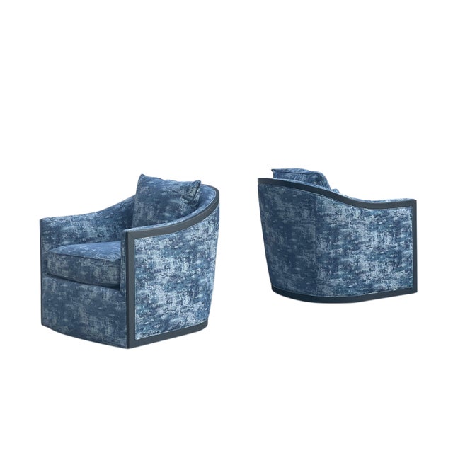 Pair Sam Moore Hooker Furniture Swivel Chairs & Ottomans For Sale - Image 9 of 18