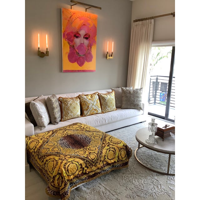 Alterier Versace Custom Made Barocco Animal Print Velvet Throw - 55”55” For Sale - Image 4 of 13