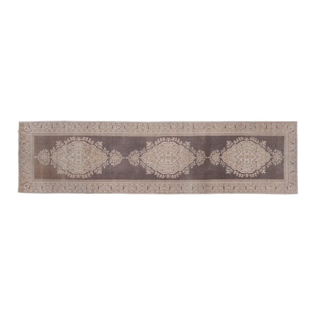 Vintage Muted Turkish Konya Runner Rug 2'12'' X 11'8'' 35.8" x 139.8" / 91 x 355 Cm Hand weaved with high-quality pure...
