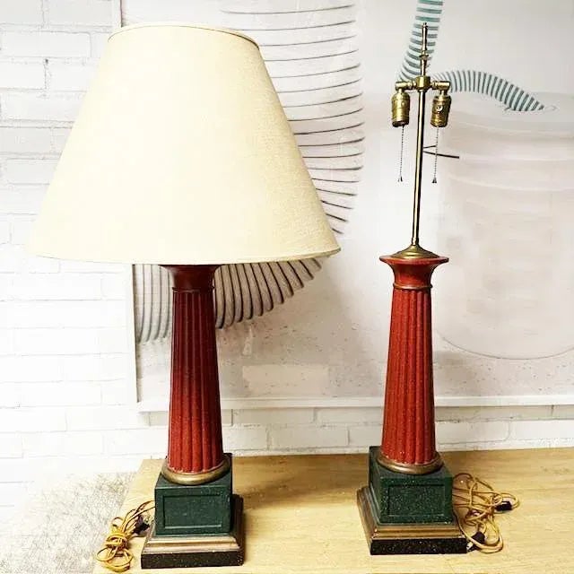 1960s Egyptian-Revival Faux Porphyry Lamps - A Pair, 1960s For Sale - Image 5 of 12