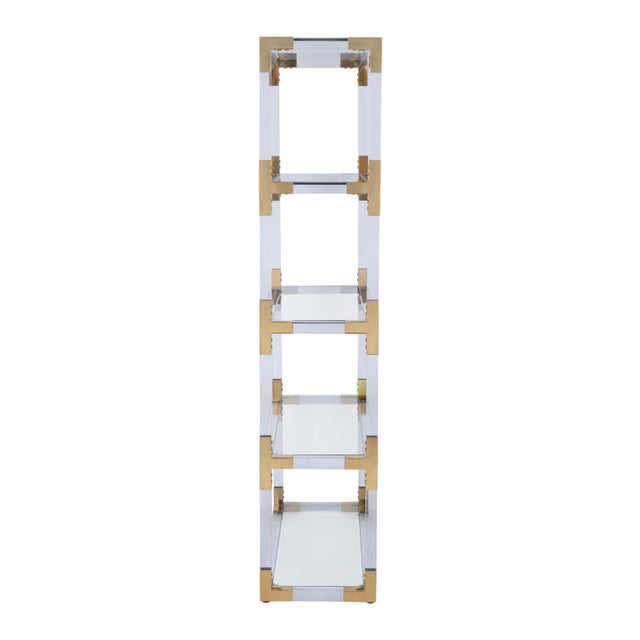 Pasargad Home Mira Modern Glass Etagere Bookcase With Gold Accents & Acrylic Frame For Sale - Image 4 of 8