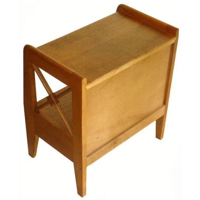 Mid-Century Modern Vintage 1950s Jacqurs Adnet Oak Night Stands - a Pair For Sale - Image 3 of 4