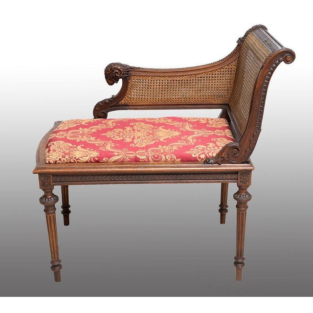 Antique Napoleon III Bench in Solid Walnut, 19th Century For Sale - Image 4 of 4